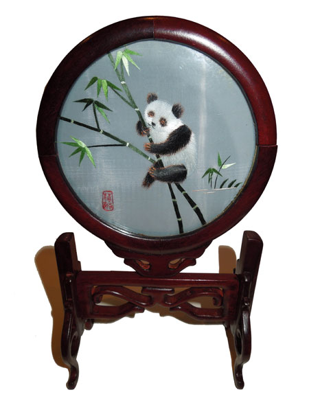 Cadre en soie: panda