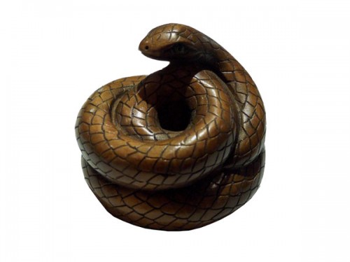 Serpent Boa en bois de fer.
