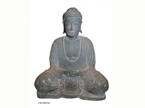 Bouddha en pierre, assis, position lotus