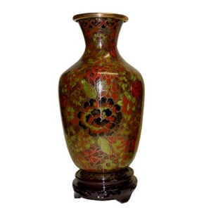 Vase cloisonné mille fleurs marron