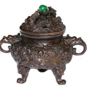 Porte encens chinois, brule parfums, encensoir en bronze
