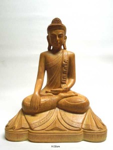 Bouddha méditation en résine couleur bois.