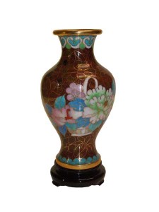 Vase-cloisonne-marron-fleur