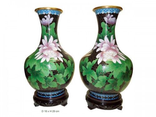 Vase cloisonné noir