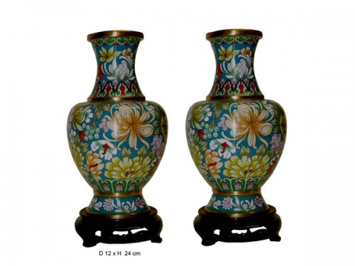 Vase fleurs en bleu