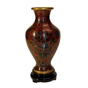 Vase cloisonné marron