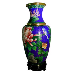 Vase bleu en cloisonné