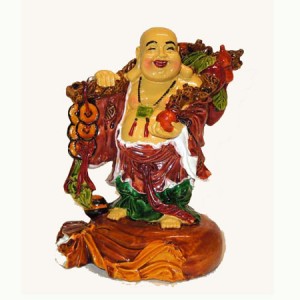Bouddha rieur, voyageur, chinois en résine
