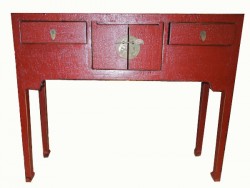 Console, table, en laque rouge