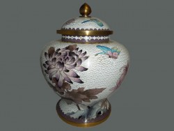 Pot, vase à gingembre en cloisonné ou émail sur cuivre;